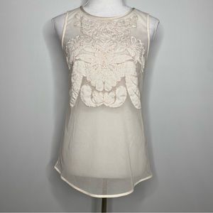 WHBM cream sheer mesh sleeveless top size medium